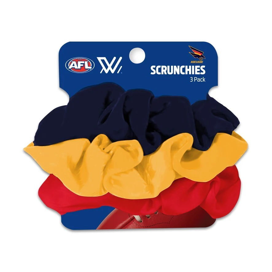 AFL Scrunchies 3 Pack - Adelaide Crows - Team Colours - Hair Ties