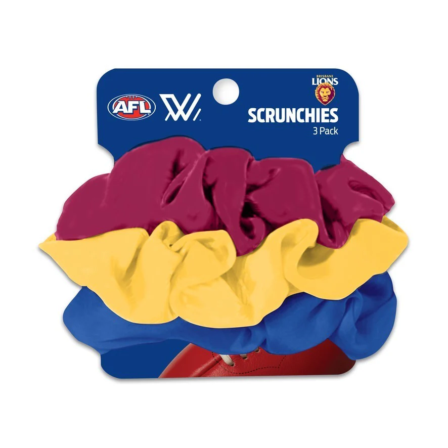AFL Scrunchies 3 Pack - Brisbane Lions - Team Colours - Hair Ties - Image 2