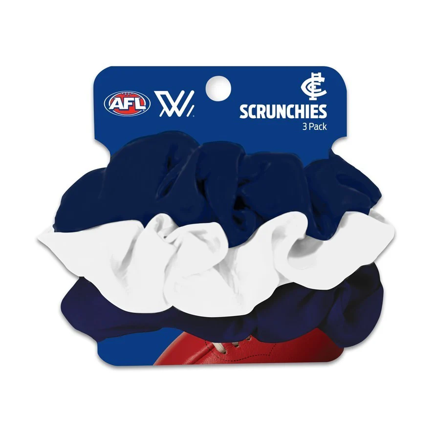 AFL Scrunchies 3 Pack - Carlton Blues - Team Colours - Hair Ties
