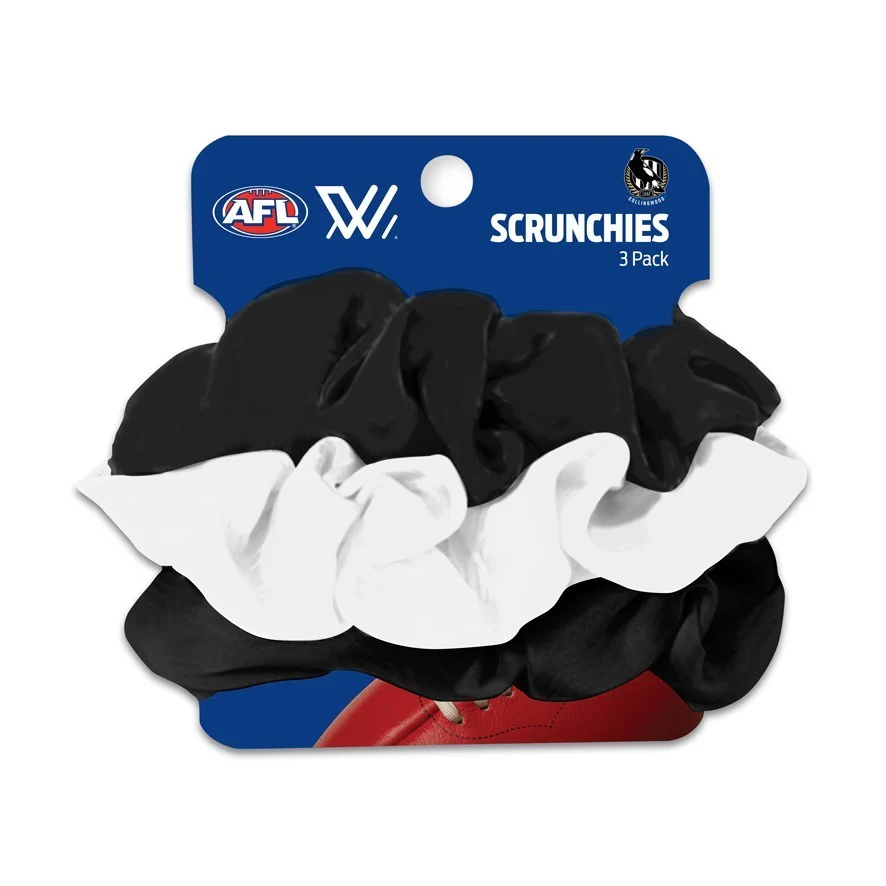 AFL Scrunchies 3 Pack - Collingwood Magpies - Team Colours - Hair Ties - Image 2