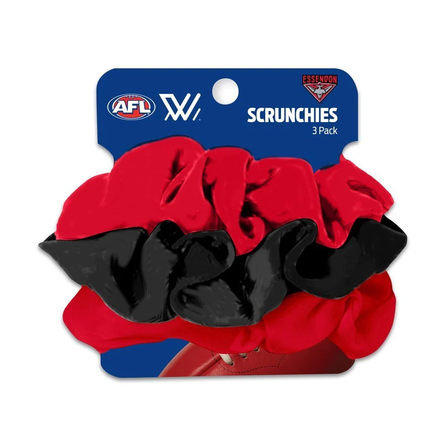 AFL Scrunchies 3 Pack - Essendon Bombers - Team Colours - Hair Ties - Image 2