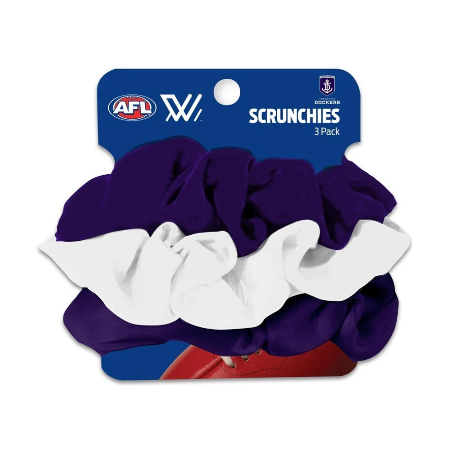 AFL Scrunchies 3 Pack - Fremantle Dockers - Team Colours - Hair Ties - Image 2