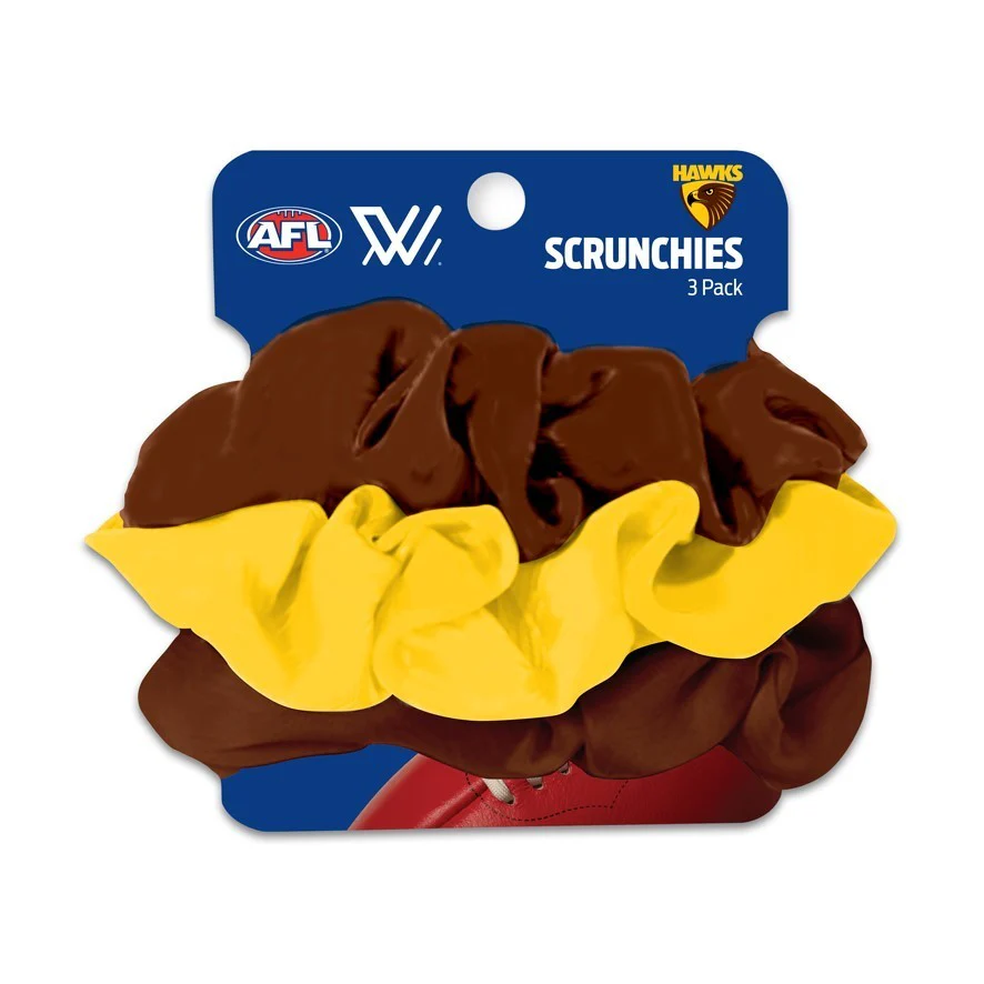 AFL Scrunchies 3 Pack - Hawthorn Hawks - Team Colours - Hair Ties - Image 2