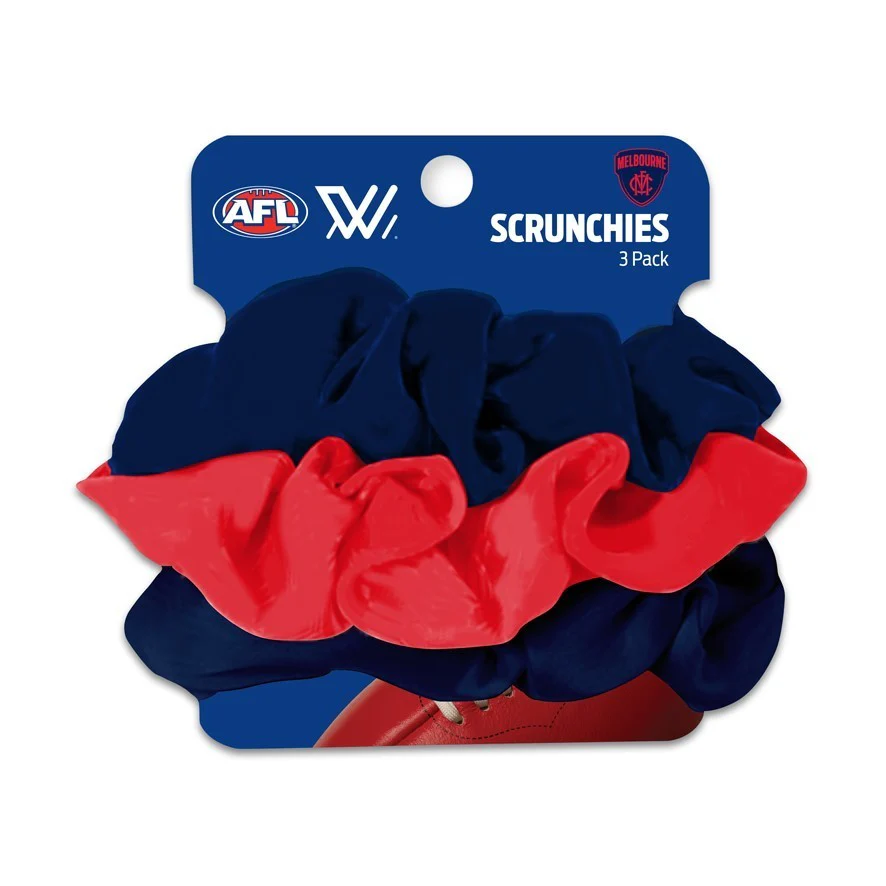 AFL Scrunchies 3 Pack - Melbourne Demons - Team Colours - Hair Ties - Image 2