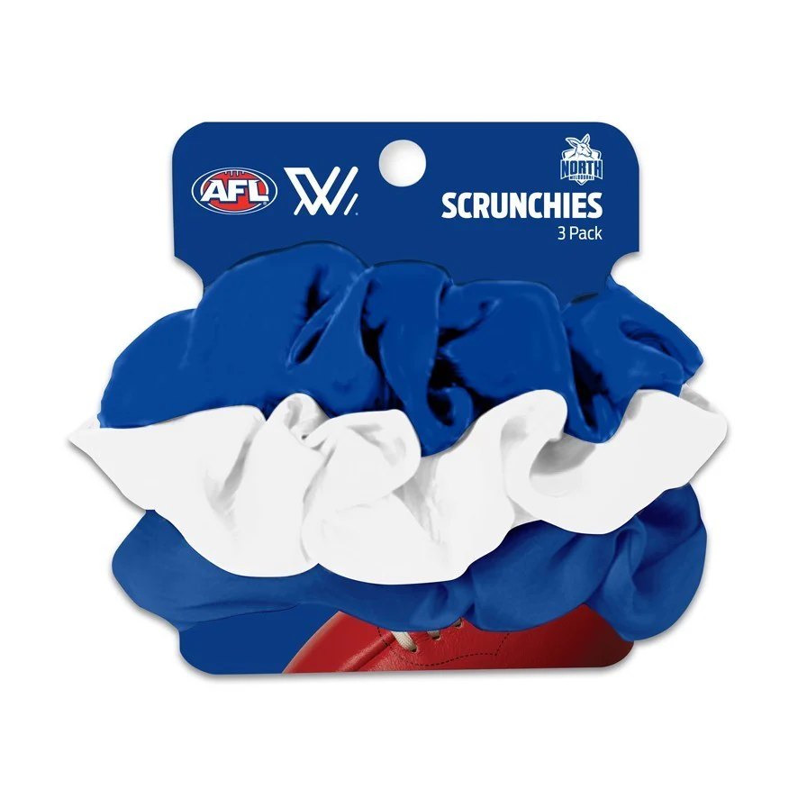 AFL Scrunchies 3 Pack - North Melbourne Kangaroos - Team Colours - Hair Ties