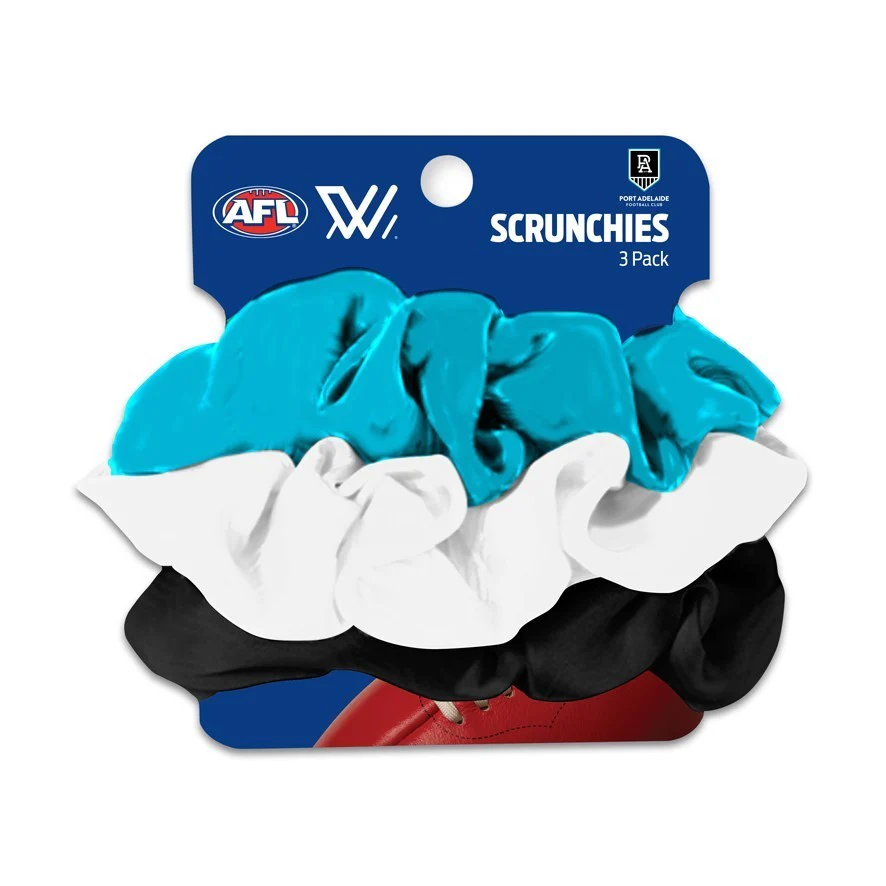 AFL Scrunchies 3 Pack - Port Adelaide Power - Team Colours - Hair Ties
