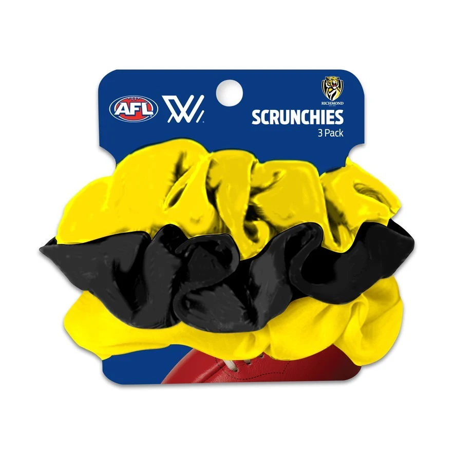 AFL Scrunchies 3 Pack - Richmond Tigers - Team Colours - Hair Ties