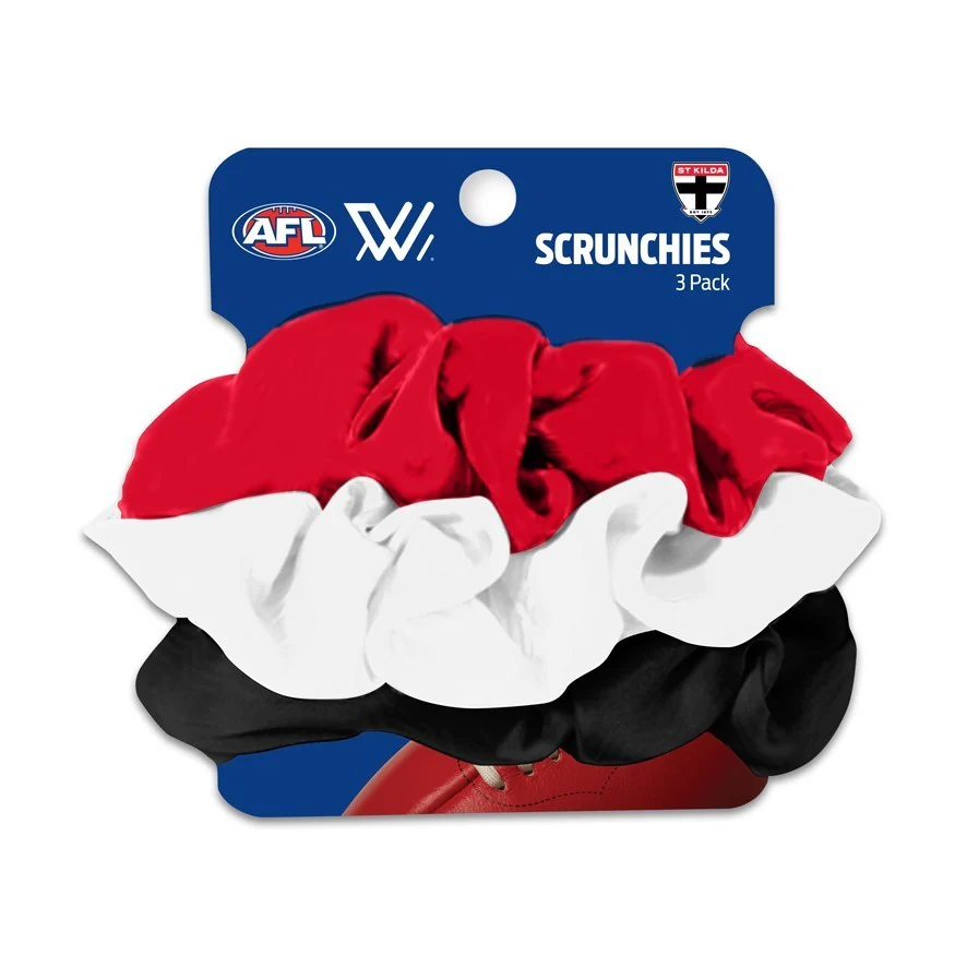 AFL Scrunchies 3 Pack - St Kilda Saints - Team Colours - Hair Ties
