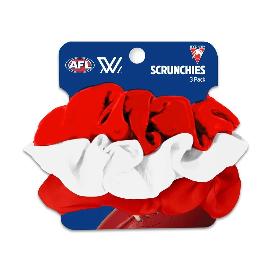 AFL Scrunchies 3 Pack - Sydney Swans - Team Colours - Hair Ties
