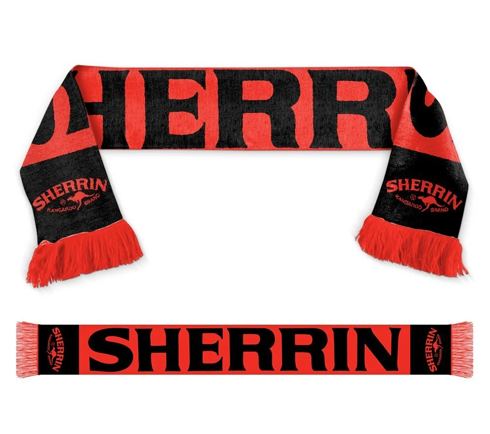 AFL SHERRIN Logo Scarf - Acrylic Fringe - Red - Winter