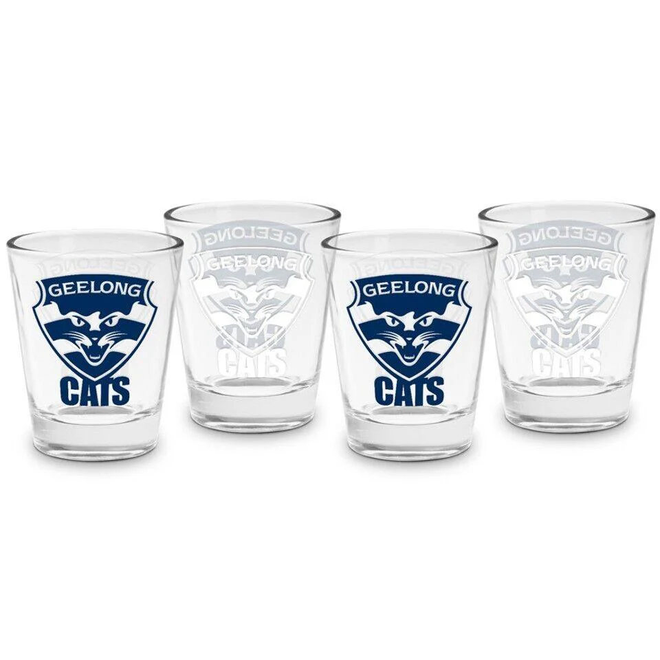AFL Shot Glass Set of 4 - Geelong Cats - 50ml - Image 2