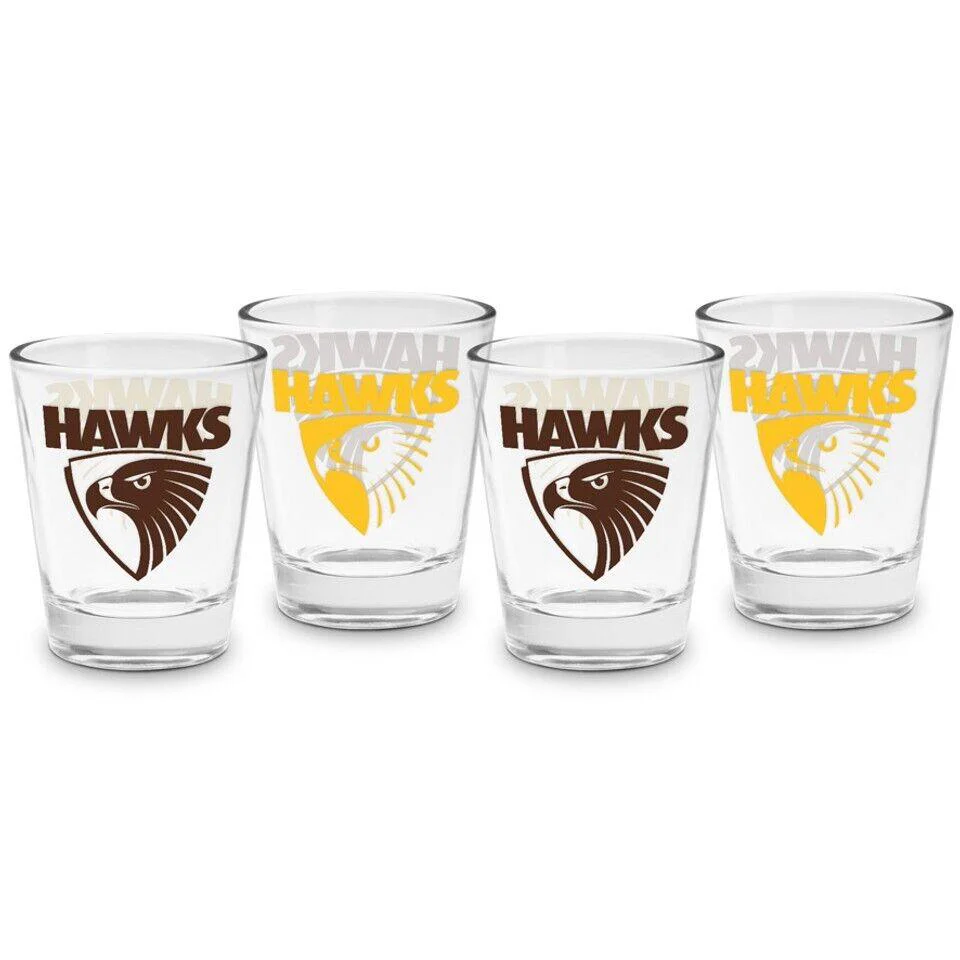 AFL Shot Glass Set of 4 - Hawthorn Hawks - 50ml - Image 2