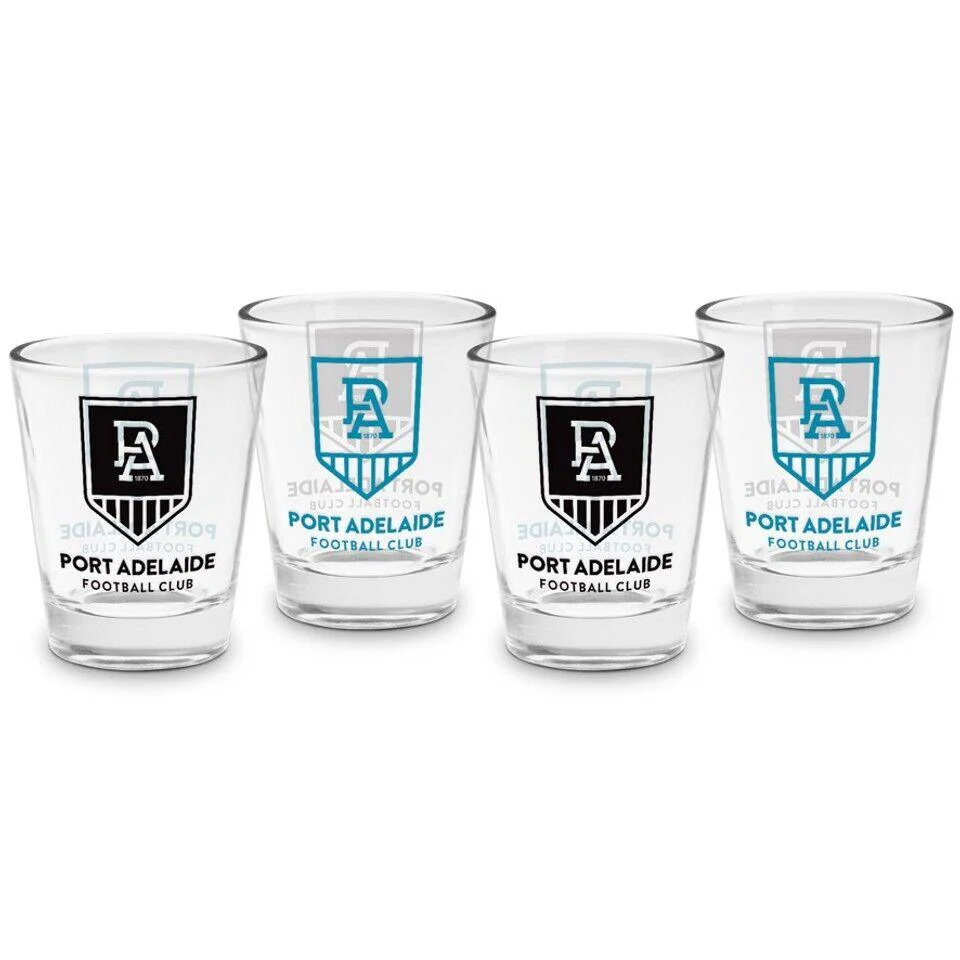 AFL Shot Glass Set of 4 - Port Adelaide Power - 50ml - Image 2