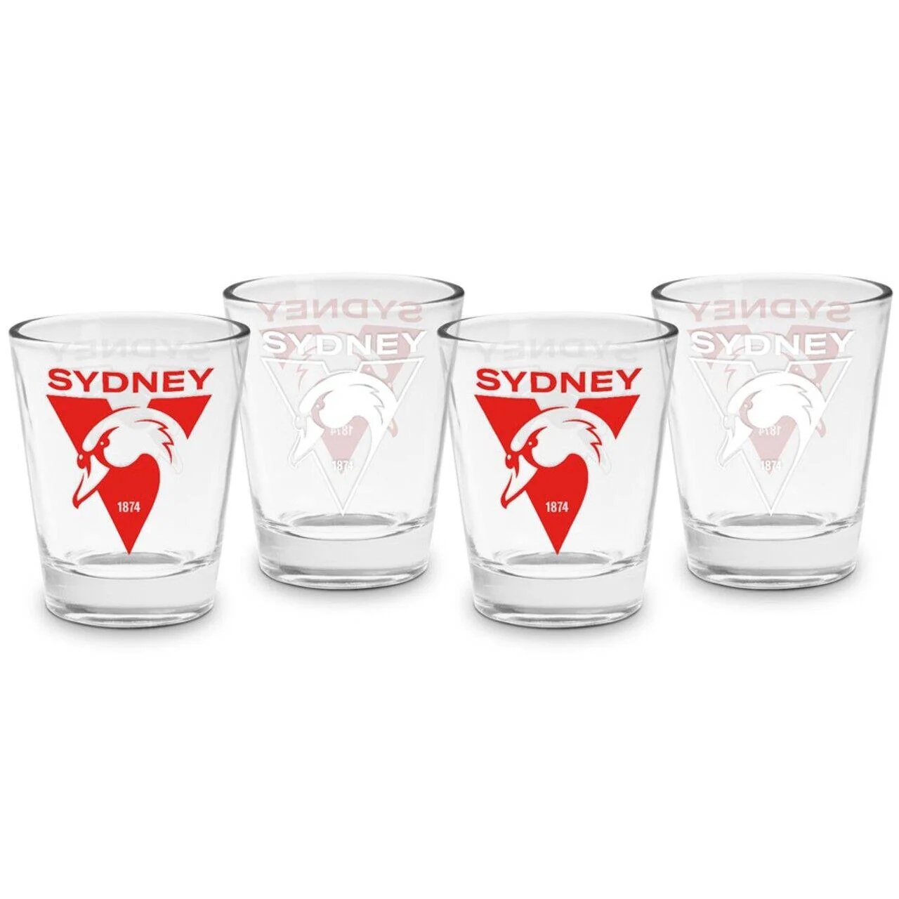 AFL Shot Glass Set of 4 - Sydney Swans - 50ml - Image 2
