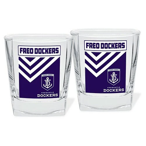 AFL Spirit Drink Glass Set Of Two - Fremantle Dockers - 250ml Cup - Image 2