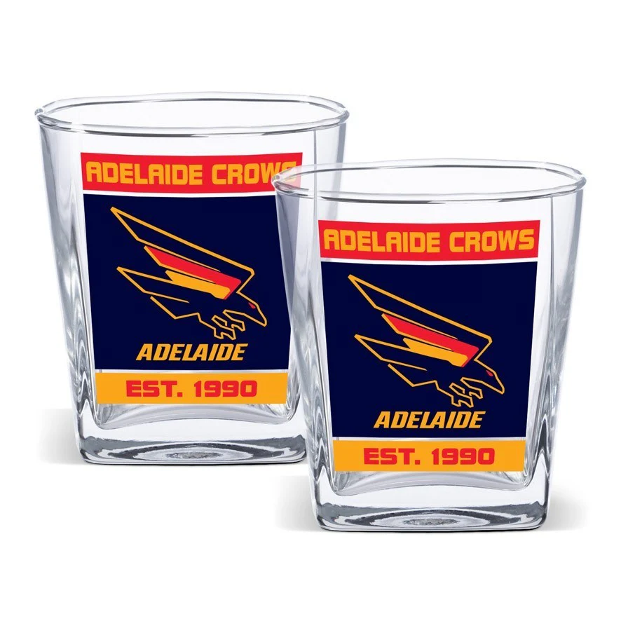 AFL Spirit Glass Set - Adelaide Crows - 250ml Cup - Set Of Two