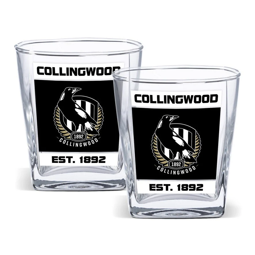 AFL Spirit Glass Set - Collingwood Magpies - 250ml Cup - Set Of Two - Image 2