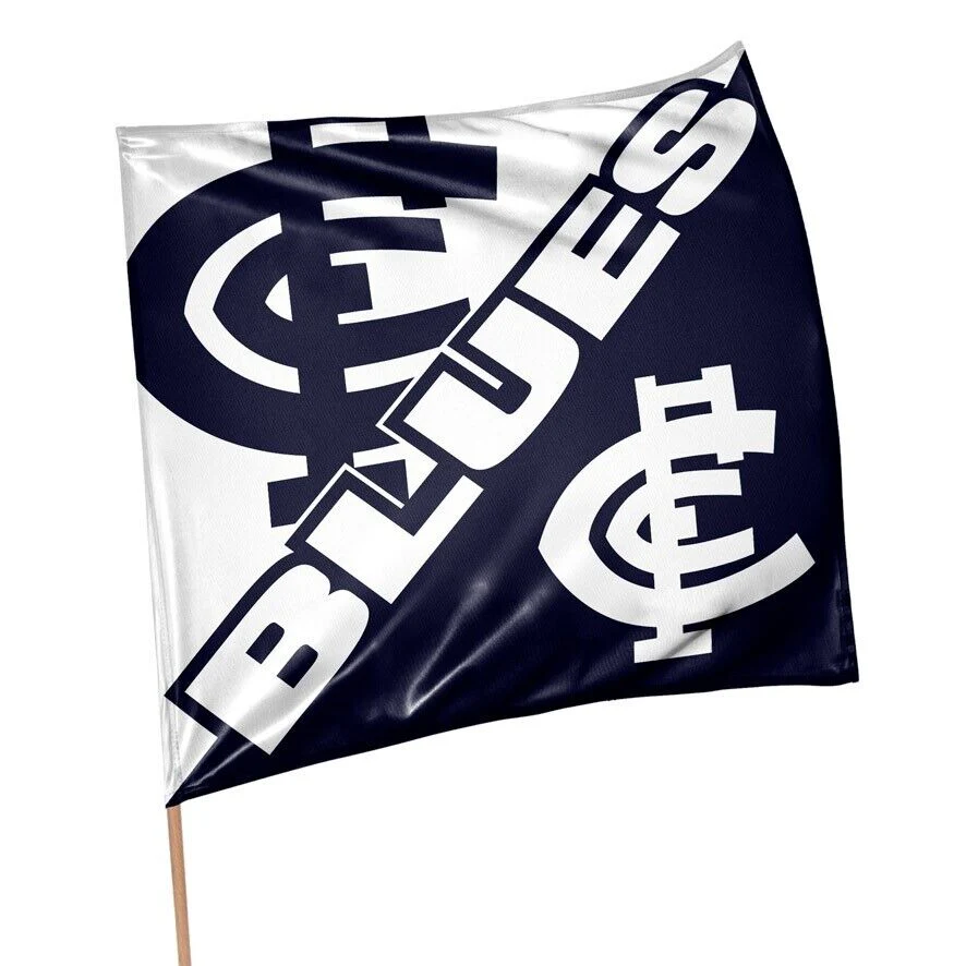 AFL Square Flag - Carlton Blues - Supporter Flag With Pole - 70 x 70cm