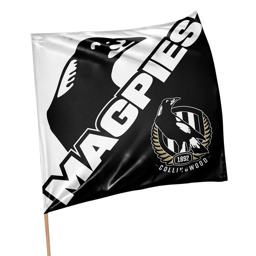 AFL Square Flag - Collingwood Magpies - Supporter Flag With Pole - 70 x 70cm - Image 2