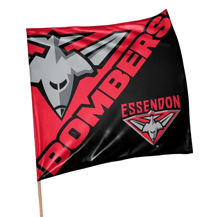 AFL Square Flag - Essendon Bombers - Supporter Flag With Pole - 70 x 70cm - Image 2