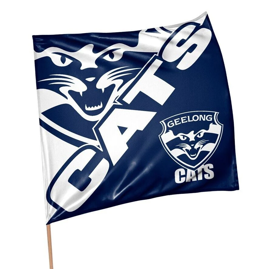 AFL Square Flag - Geelong Cats - Supporter Flag With Pole - 70 x 70cm - Image 2