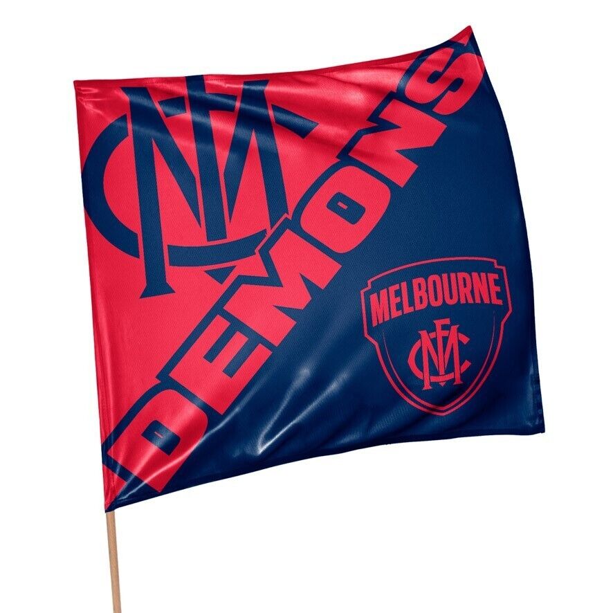 AFL Square Flag - Melbourne Demons - Supporter Flag With Pole - 70 x 70cm - Image 2