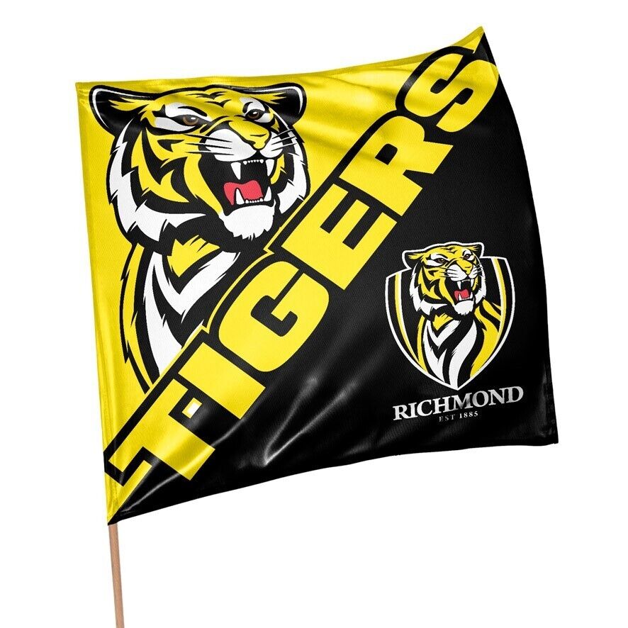 AFL Square Flag - Richmond Tigers - Supporter Flag With Pole - 70 x 70cm - Image 2