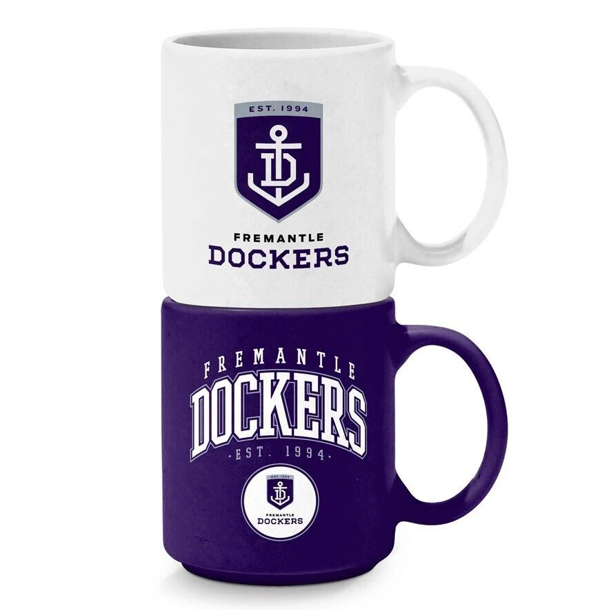 AFL Stackable Mug - Fremantle Dockers - Set Of 2 - Coffee Cup - 305mL