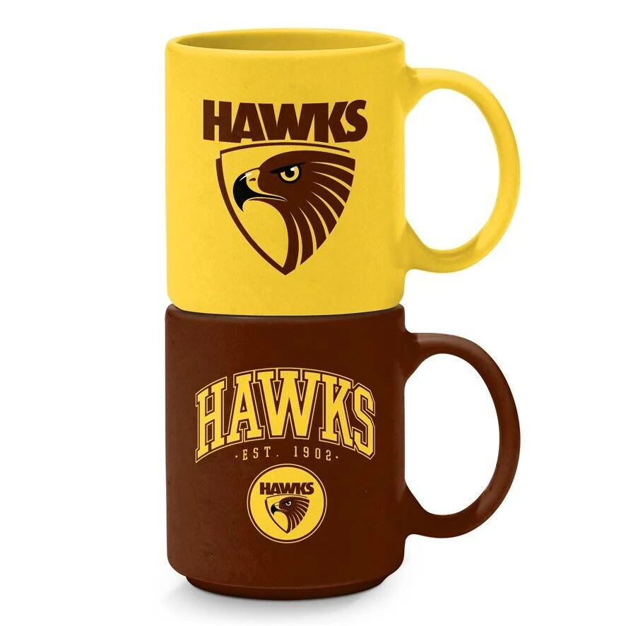 AFL Stackable Mug - Hawthorn Hawks - Set Of 2 - Coffee Cup - 305mL
