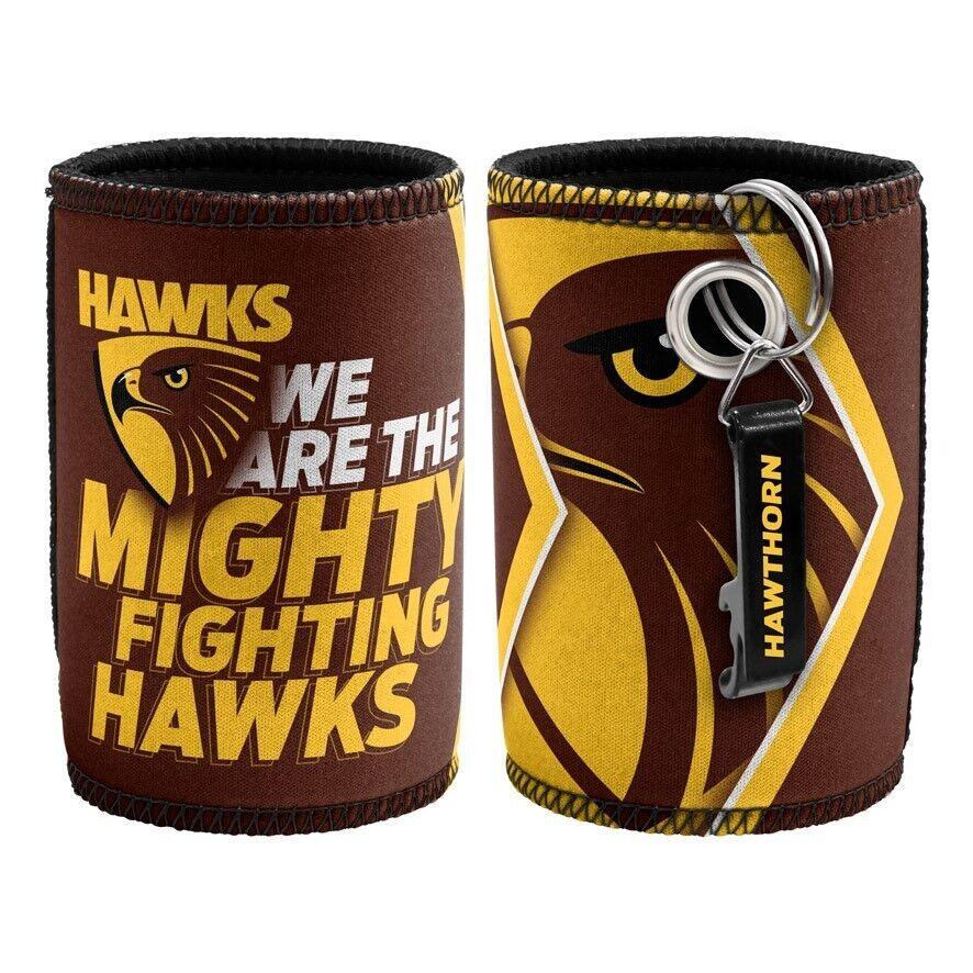 AFL Stubby Can Cooler with Bottle Opener - Hawthorn Hawks - Rubber Base - Image 2