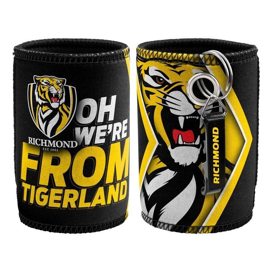 AFL Stubby Can Cooler with Bottle Opener - Richmond Tigers - Rubber Base - Image 2