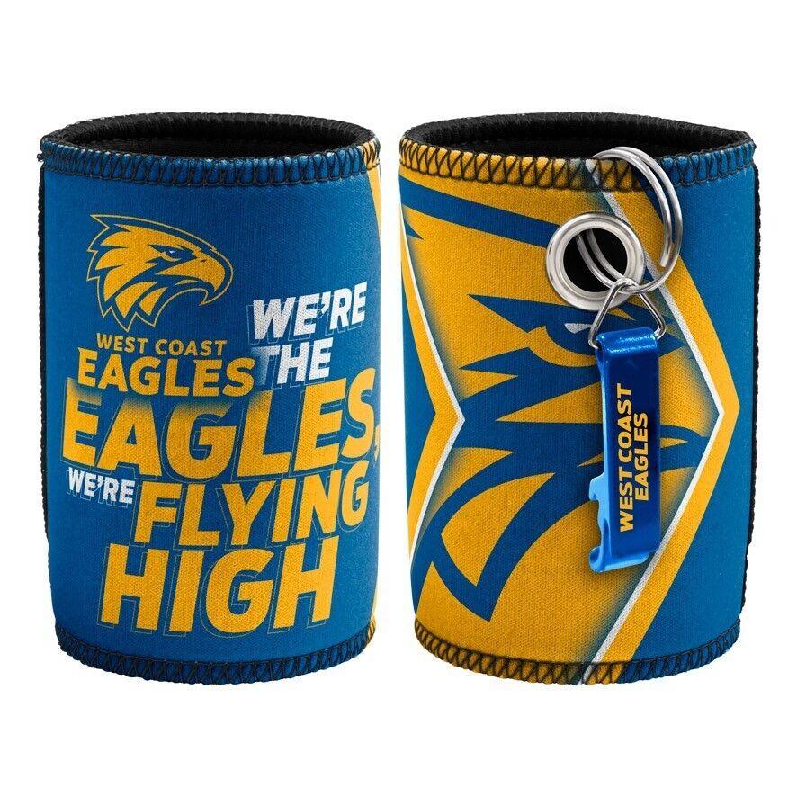 AFL Stubby Can Cooler with Bottle Opener - West Coast Eagles - Rubber Base - Image 2