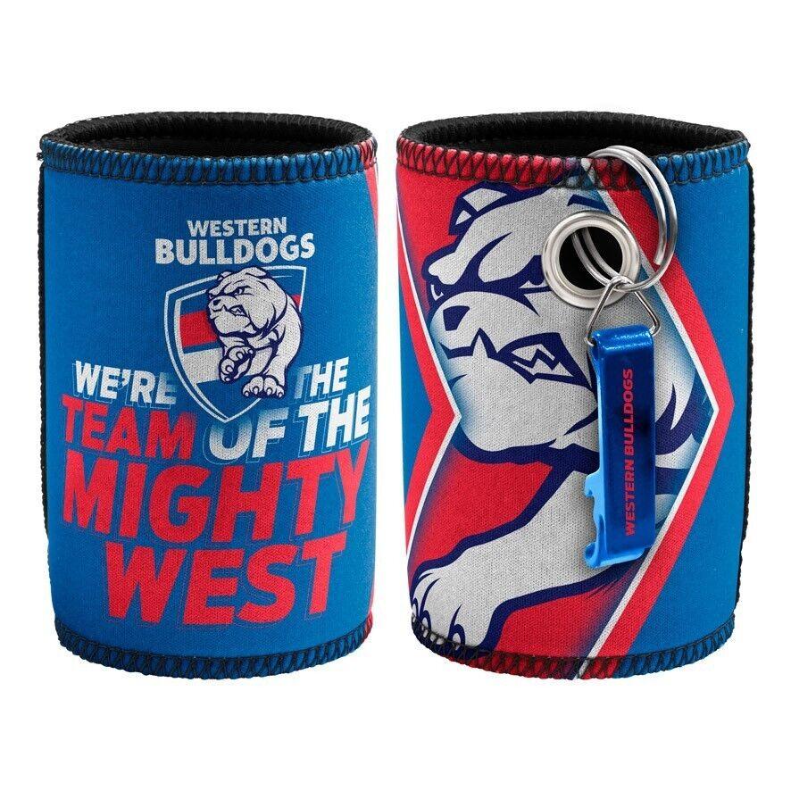AFL Stubby Can Cooler with Bottle Opener - Western Bulldogs - Rubber Base - Image 2