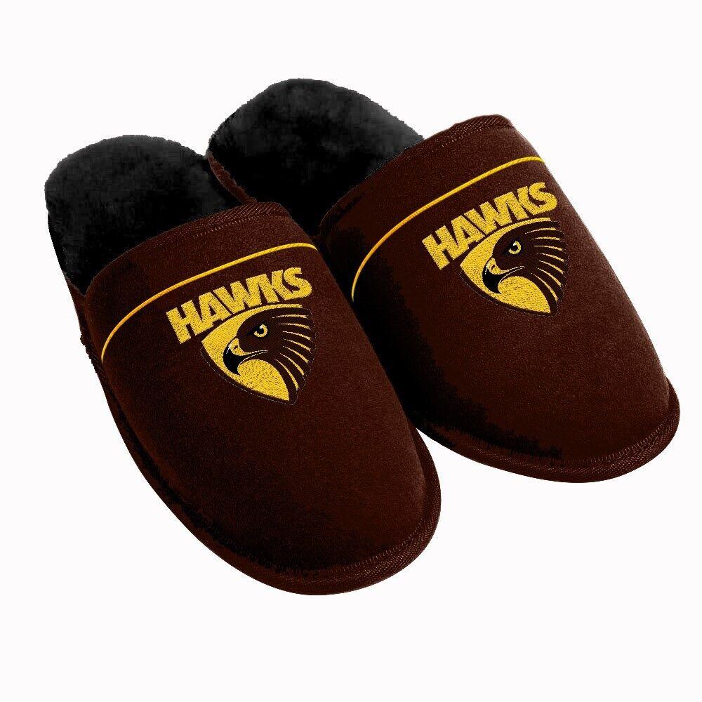 AFL Supporter Slippers - Hawthorn Hawks - Mens Size - Fluffy Winter Shoes - Image 2
