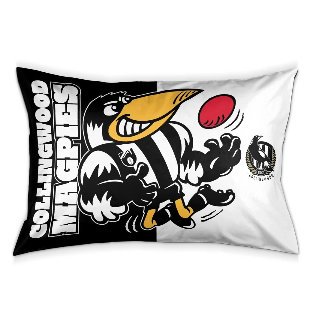 AFL Team Pillow Case - Collingwood Magpies - Double Sided - 73 x 48 cm