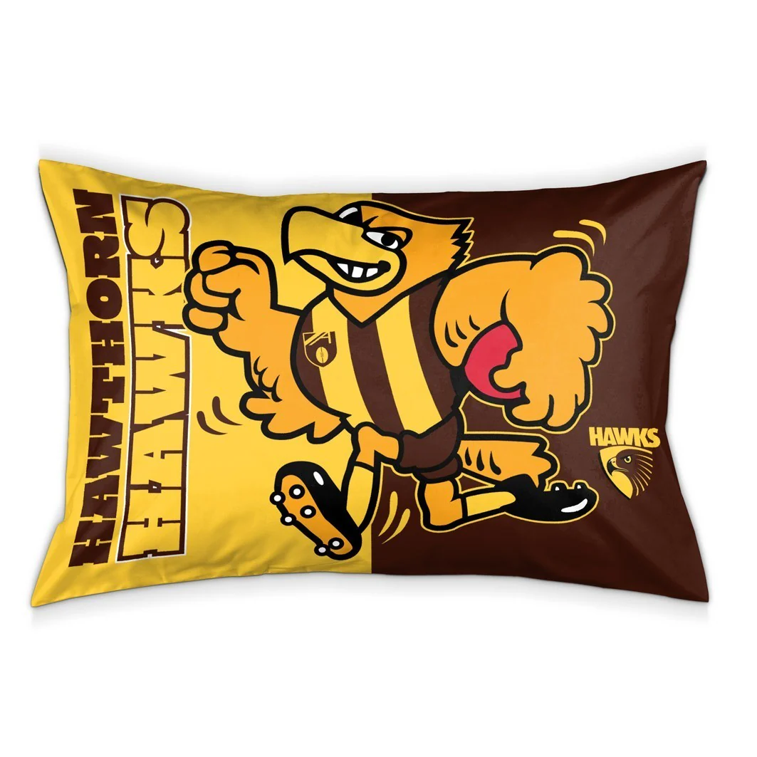 AFL Team Pillow Case - Hawthorn Hawks - Double Sided - 73 x 48 cm