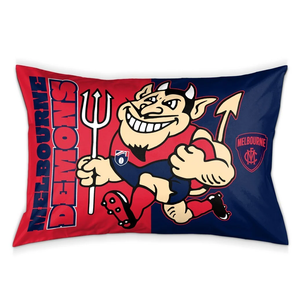 AFL Team Pillow Case - Melbourne Demons - Double Sided - 73 x 48 cm
