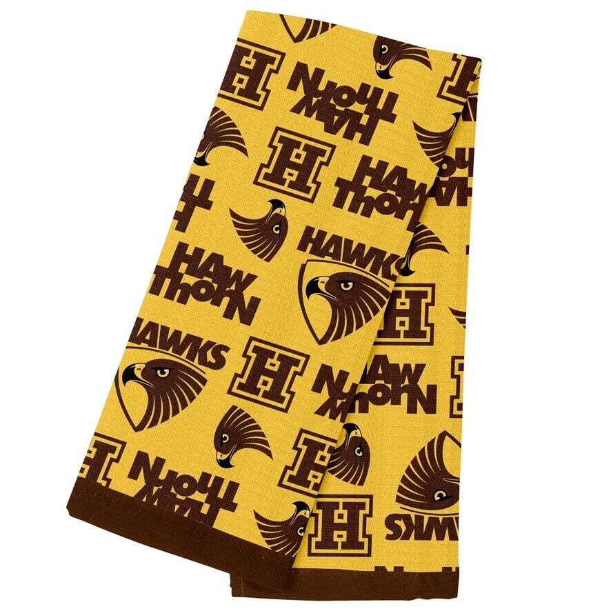 AFL Team Supporter Cotton Tea Towel - Hawthorn Hawks - 40cm x 60cm - Image 2