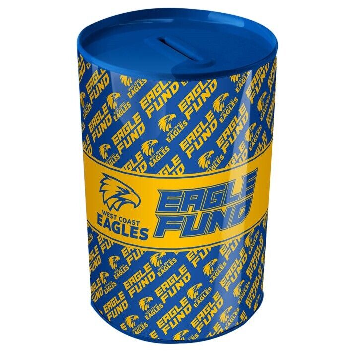 AFL Tin Money Box - West Coast Eagles -  21cm Tall x 10cm Wide