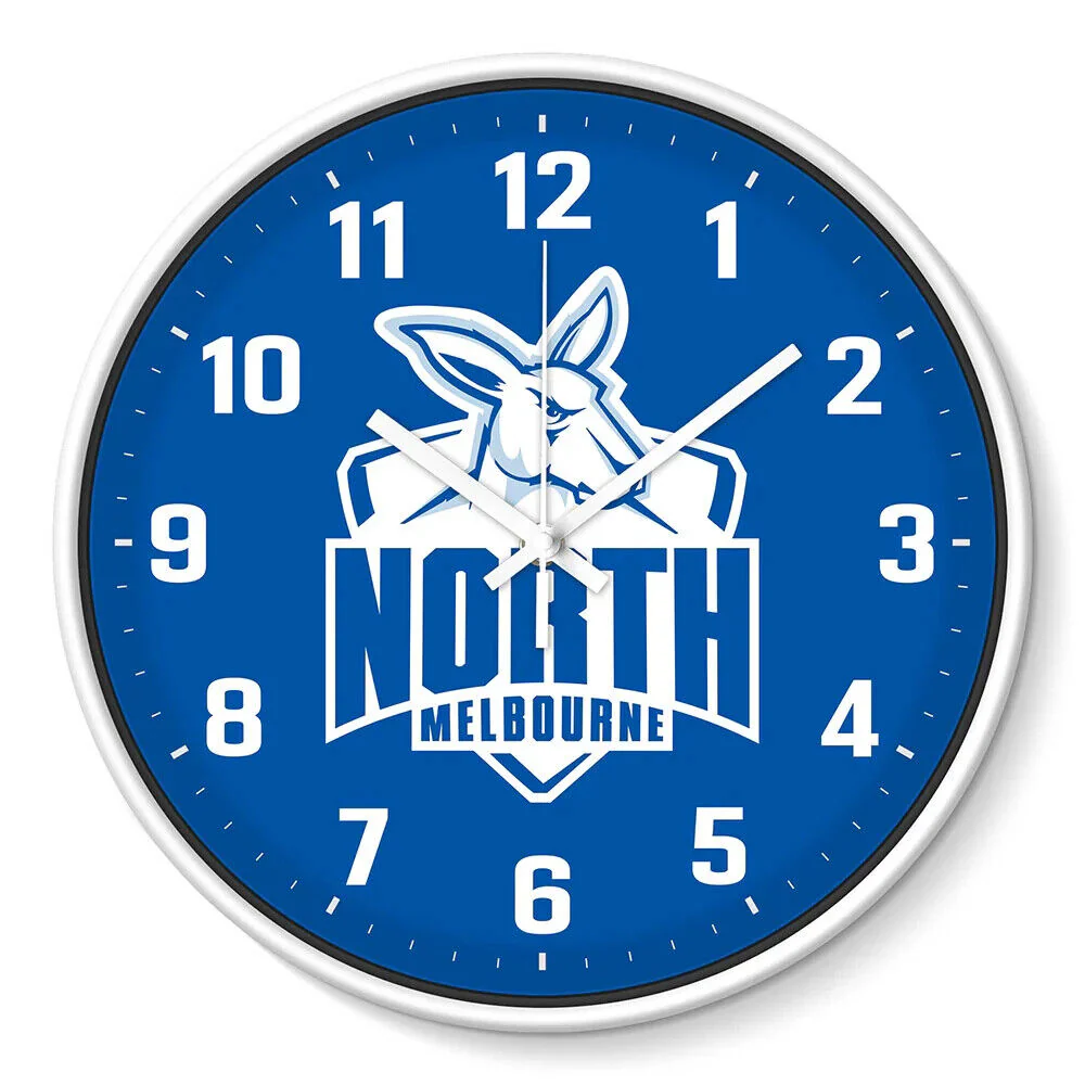 AFL Wall Clock - North Melbourne Kangaroos - Plastic - 30cm Diameter - Team Logo - Image 2