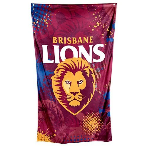 AFL Wall Flag Cape - Brisbane Lions - 100cm x 70cm - Steel Eyelet For Hanging - Image 2