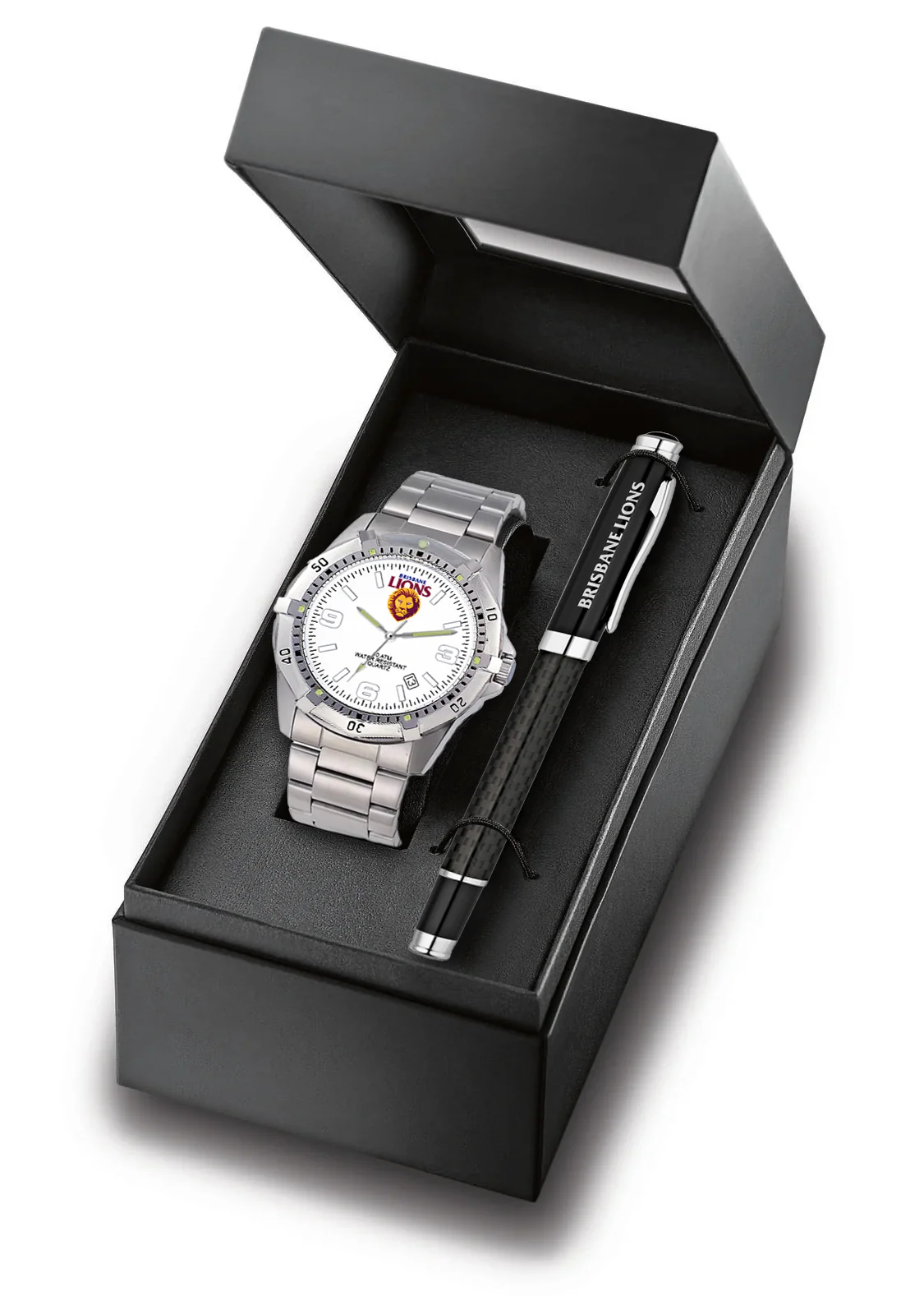 AFL Watch & Pen Gift Set - Brisbane Lions - Stainless Steel - Image 2