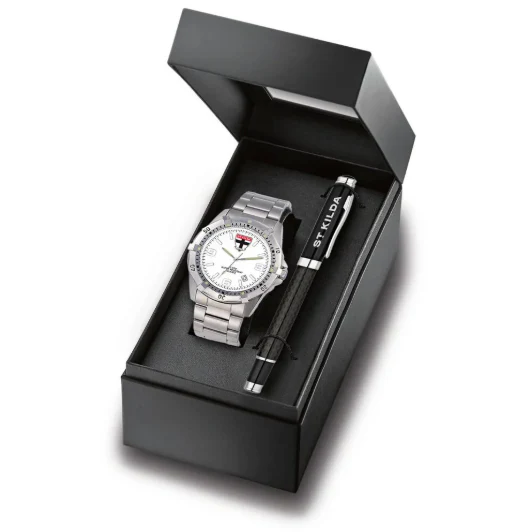 AFL Watch & Pen Gift Set - St Kilda Saints - Stainless Steel