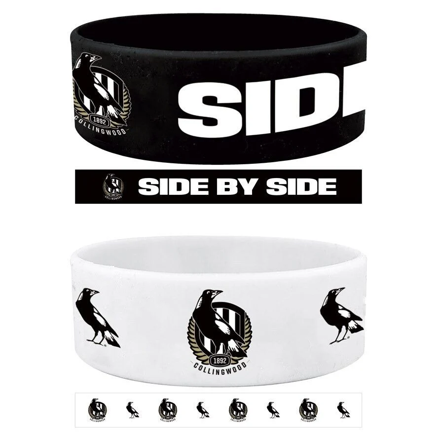 AFL Wrist Bands Set of 2 - Collingwood Magpies - Set of Two - Silicone Band