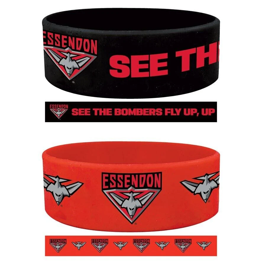 AFL Wrist Bands Set of 2 - Essendon Bombers - Set of Two - Silicone Band - Image 2