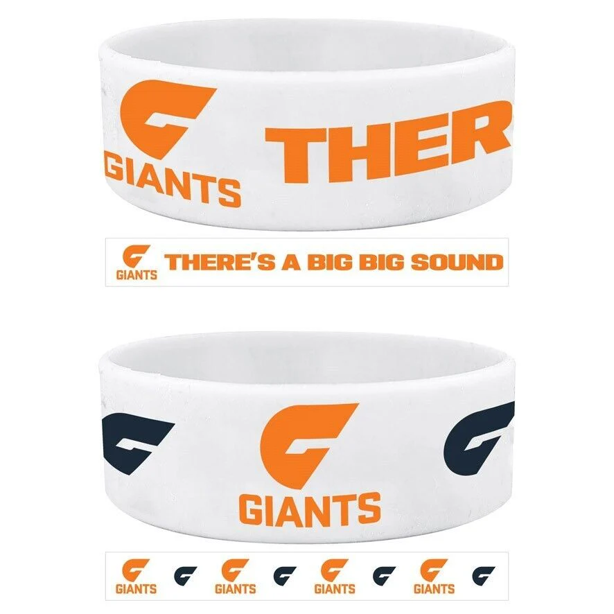 AFL Wrist Bands Set of 2 - GWS Giants - Set of Two - Silicone Band - Image 2