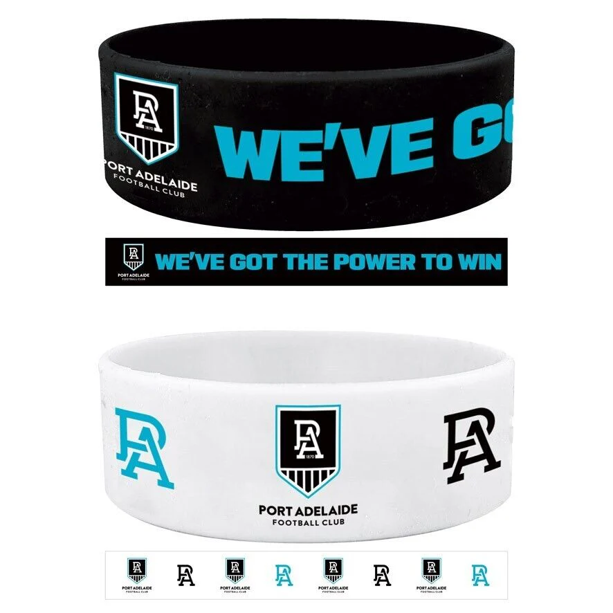 AFL Wrist Bands Set of 2 - Port Adelaide Power - Set of Two - Silicone Band - Image 2