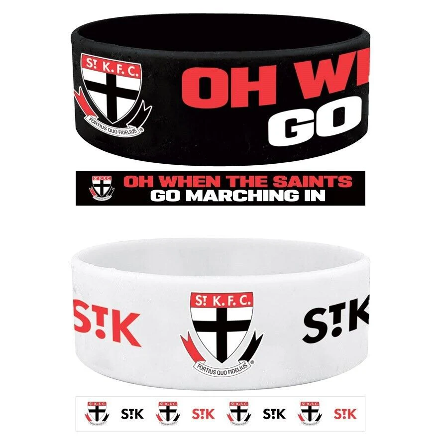 AFL Wrist Bands Set of 2 - St Kilda Saints - Set of Two - Silicone Band - Image 2
