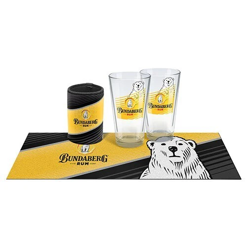 Bundaberg Rum Bar Essentials Pack  - Bundy Rum - 2 x Glass - Bar Mat - Cooler - Image 2