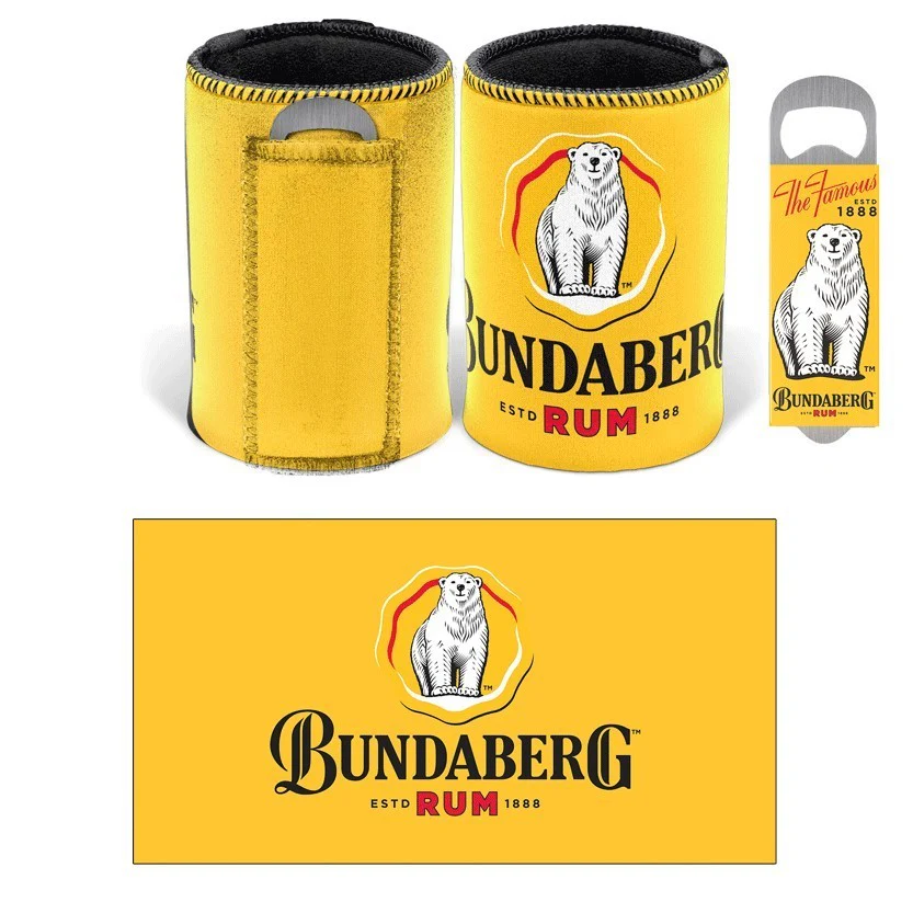 Bundaberg Rum Stubby Cooler and Opener - Can Holder - Bundy Rum - Metal Opener - Image 2